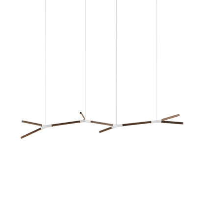 Bough Branching Middle LED Chandelier in American Walnut/White.