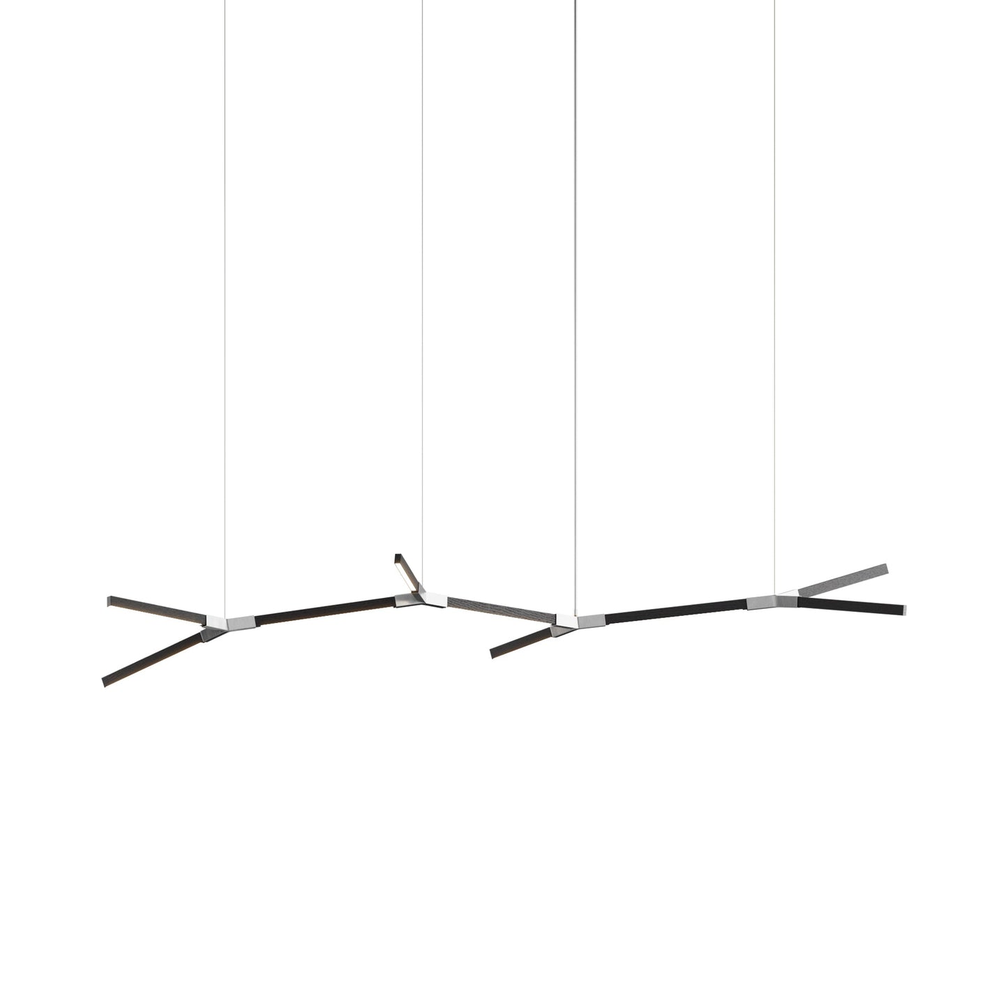 Bough Branching Middle LED Chandelier in Ebonized Oak/Brushed Nickel.