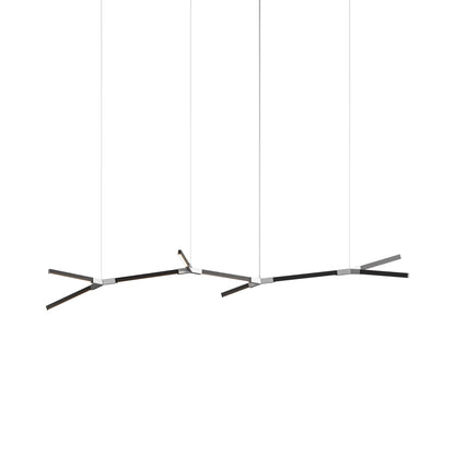 Bough Branching Middle LED Chandelier in Ebonized Oak/Brushed Nickel.