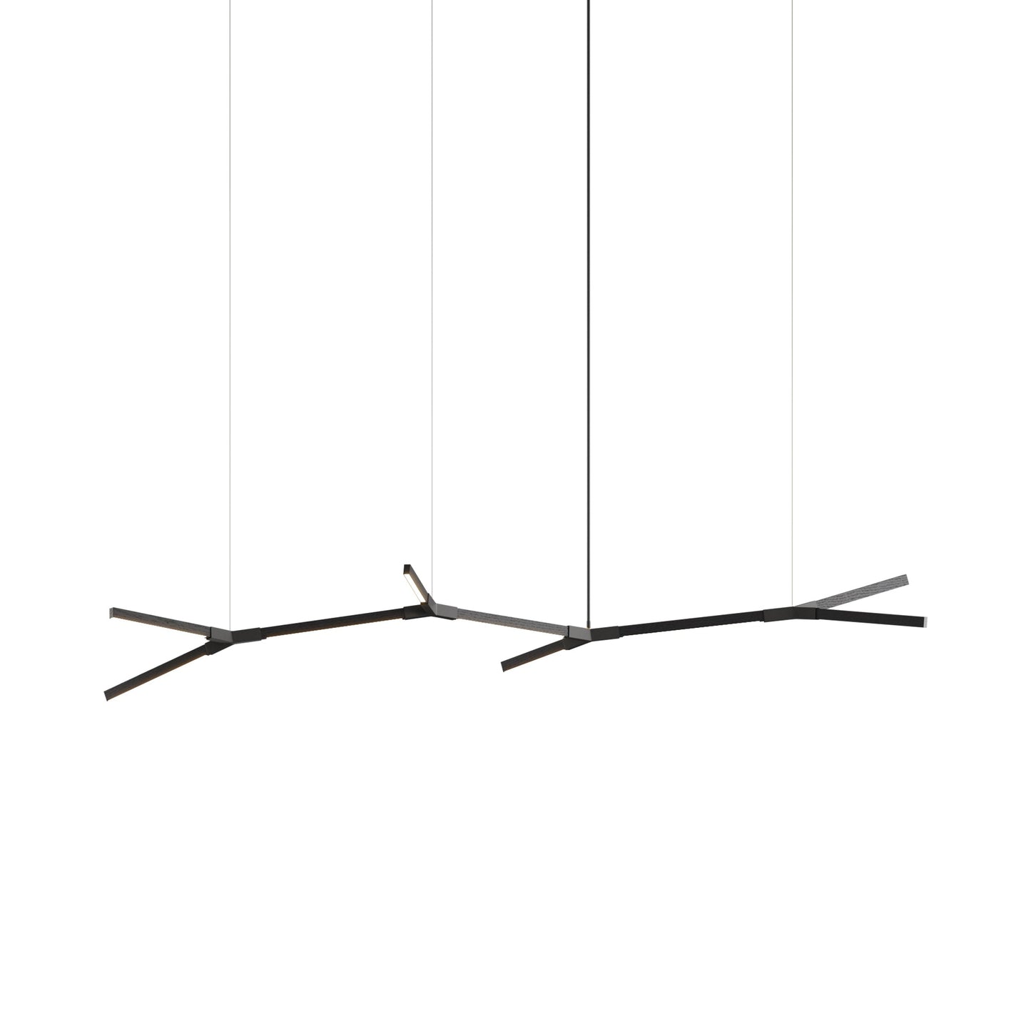 Bough Branching Middle LED Chandelier in Ebonized Oak/Slate Grey.