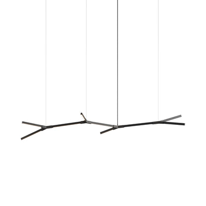 Bough Branching Middle LED Chandelier in Ebonized Oak/Slate Grey.