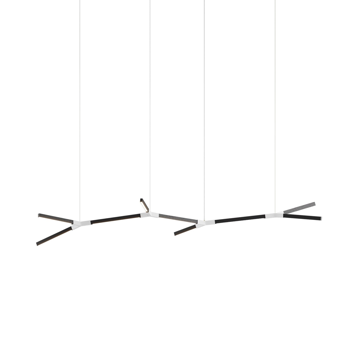 Bough Branching Middle LED Chandelier in Ebonized Oak/White.