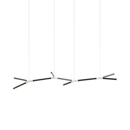 Bough Branching Middle LED Chandelier in Ebonized Oak/White.