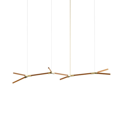 Bough Branching Middle LED Chandelier in Heart Pine (Reclaimed)/Brushed Brass.