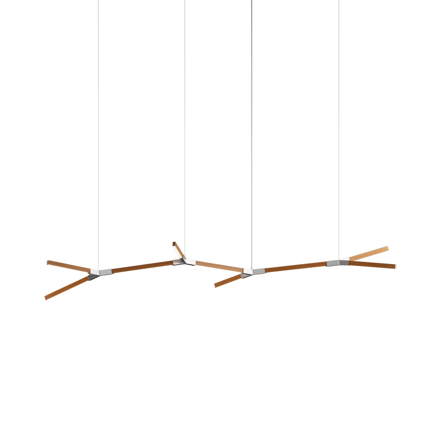 Bough Branching Middle LED Chandelier in Heart Pine (Reclaimed)/Brushed Nickel.