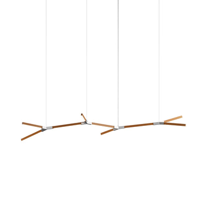 Bough Branching Middle LED Chandelier in Heart Pine (Reclaimed)/Brushed Nickel.