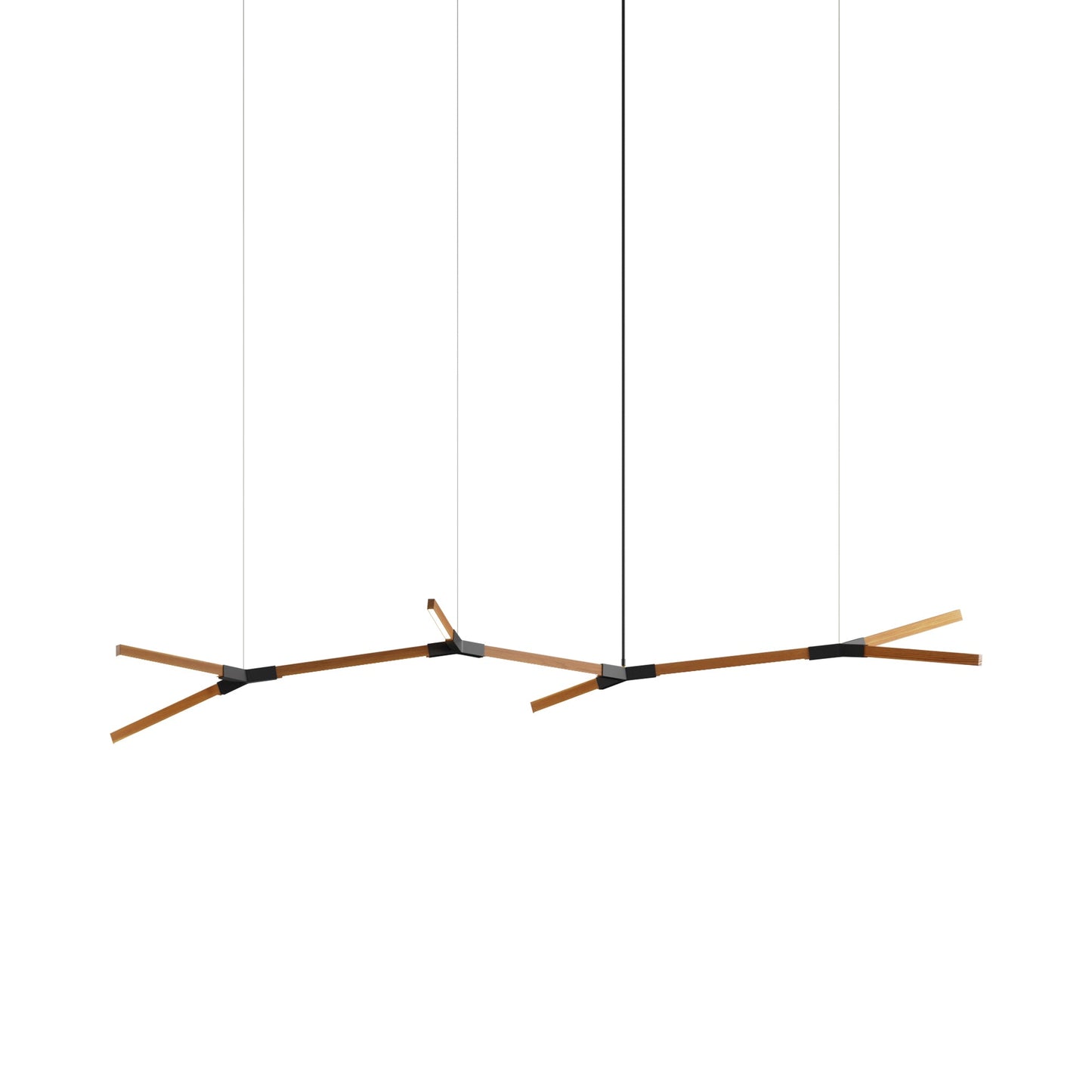 Bough Branching Middle LED Chandelier in Heart Pine (Reclaimed)/Matte Black.