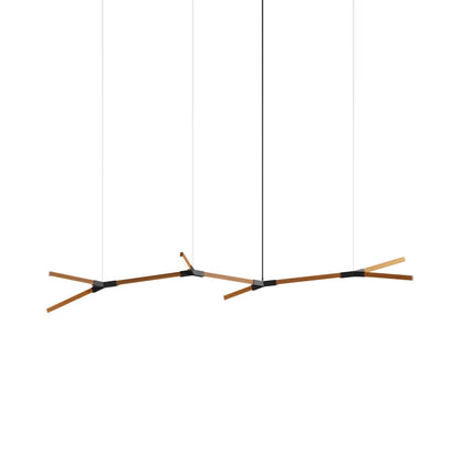 Bough Branching Middle LED Chandelier in Heart Pine (Reclaimed)/Matte Black.