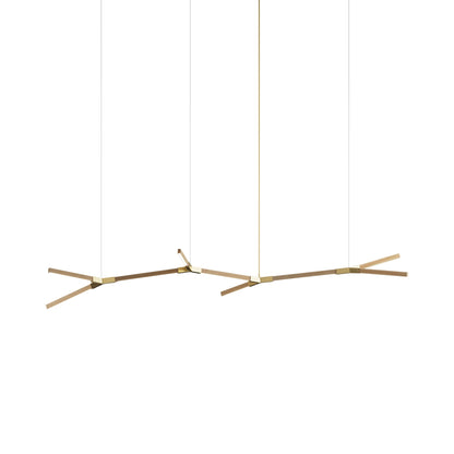 Bough Branching Middle LED Chandelier in Maple/Brushed Brass.