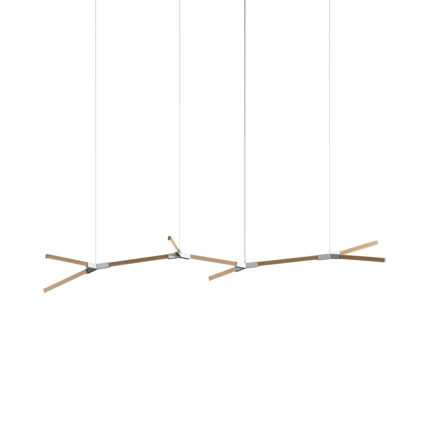Bough Branching Middle LED Chandelier in Maple/Brushed Nickel.