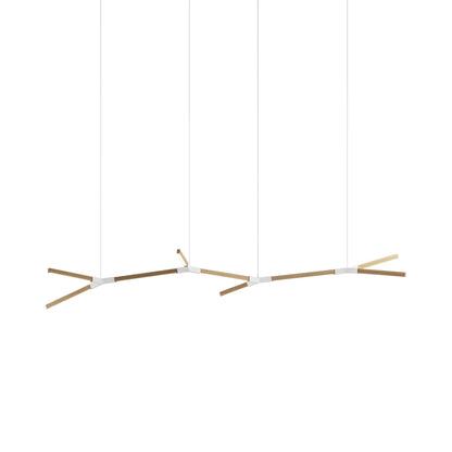 Bough Branching Middle LED Chandelier in Maple/White.