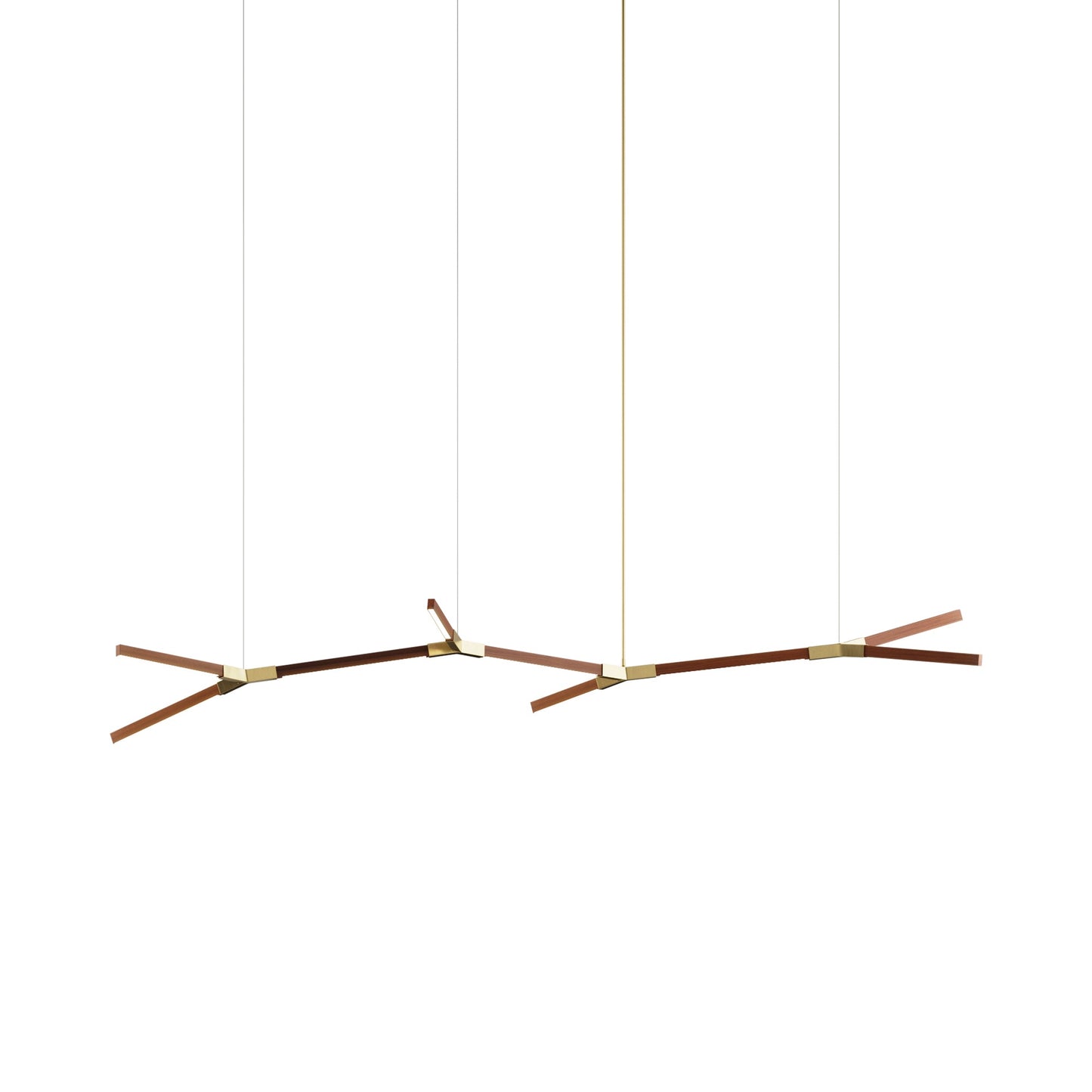 Bough Branching Middle LED Chandelier in Water Tower Redwood/Brushed Brass.