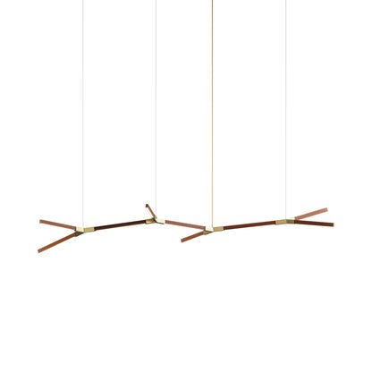 Bough Branching Middle LED Chandelier in Water Tower Redwood/Brushed Brass.