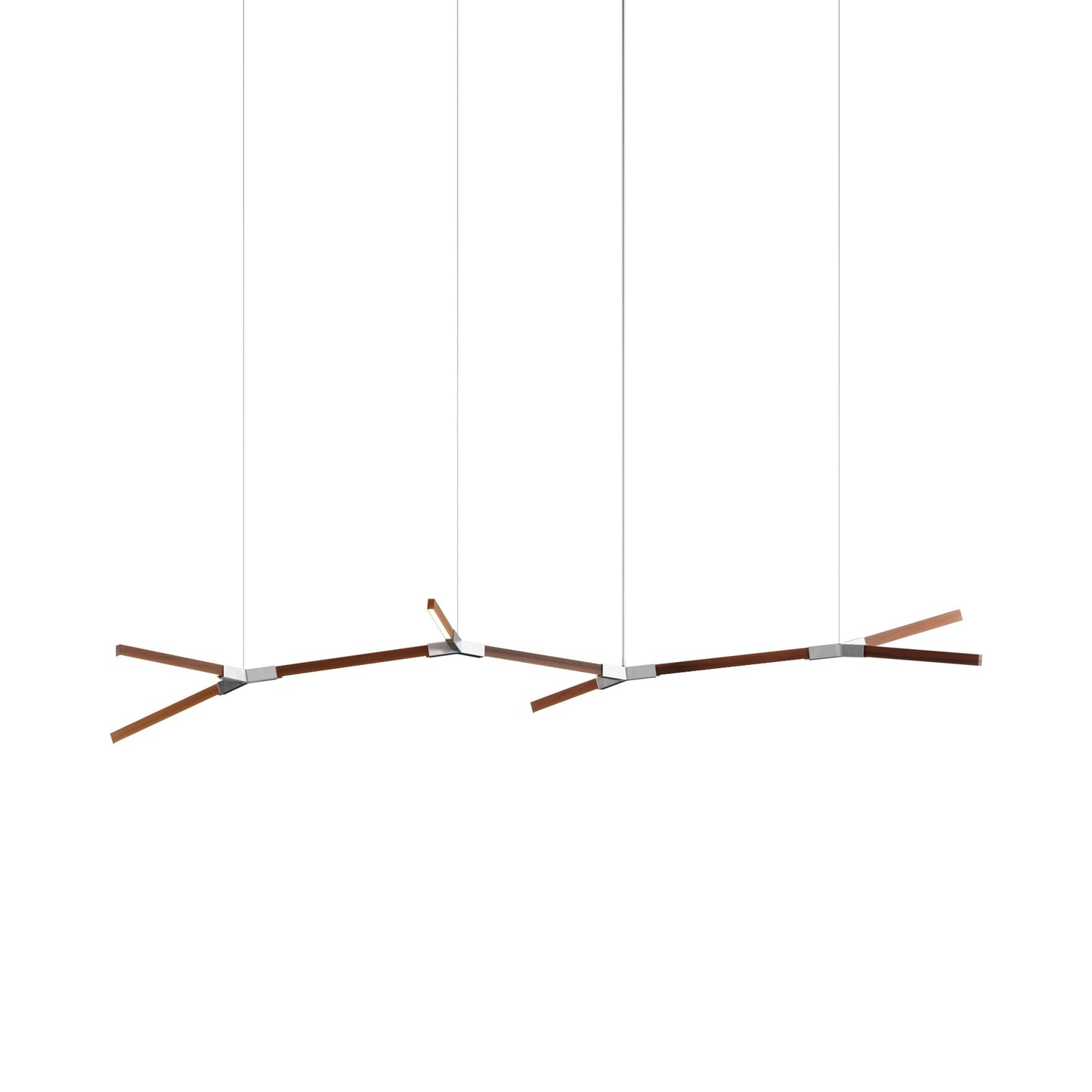 Bough Branching Middle LED Chandelier in Water Tower Redwood/Brushed Nickel.