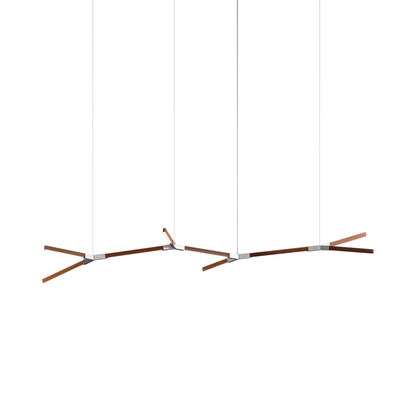 Bough Branching Middle LED Chandelier in Water Tower Redwood/Brushed Nickel.