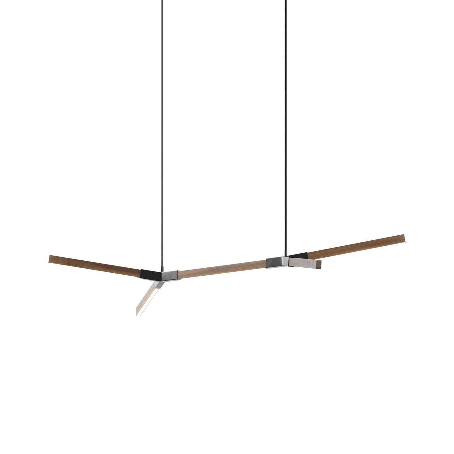 Bough Little Double LED Pendant Light in American Walnut/Blackened.