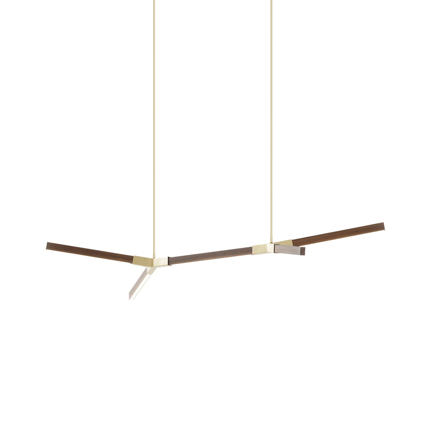 Bough Little Double LED Pendant Light in American Walnut/Brushed Brass.