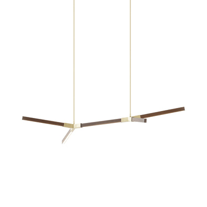 Bough Little Double LED Pendant Light in American Walnut/Brushed Brass.