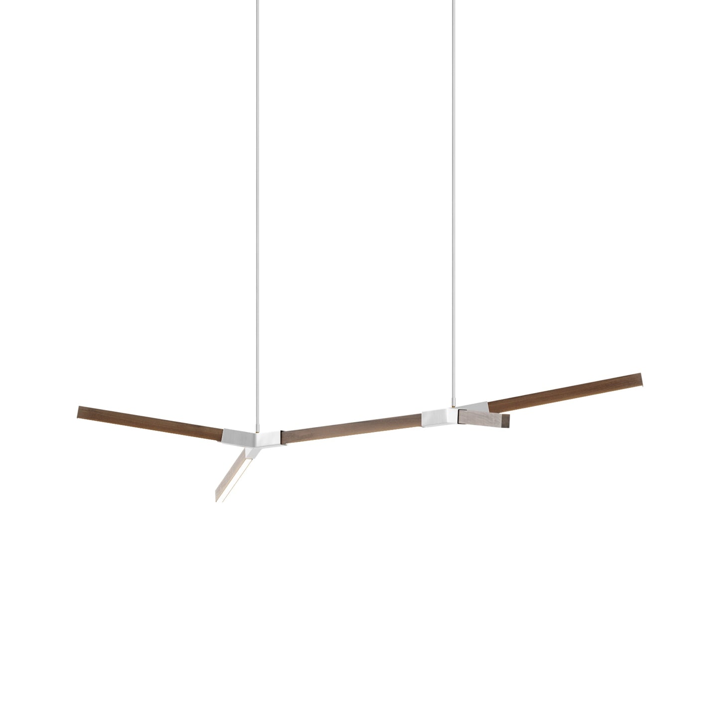 Bough Little Double LED Pendant Light in American Walnut/Brushed Nickel.
