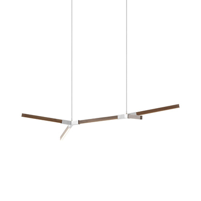 Bough Little Double LED Pendant Light in American Walnut/Brushed Nickel.