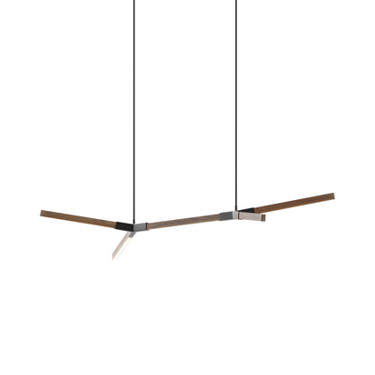 Bough Little Double LED Pendant Light in American Walnut/Matte Black.
