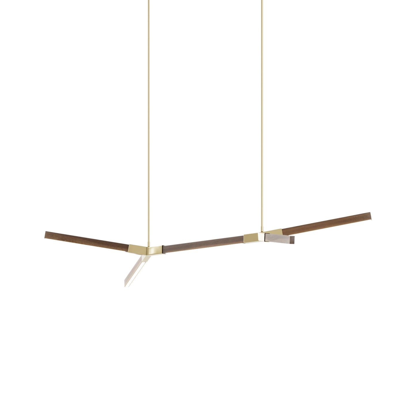 Bough Little Double LED Pendant Light in American Walnut/Polished Brass.
