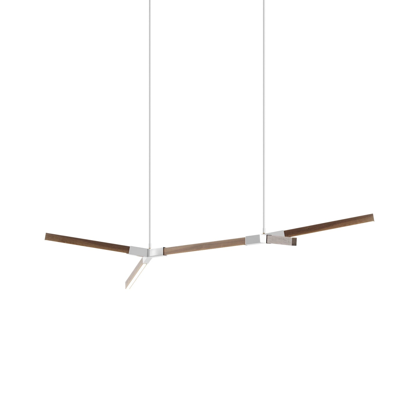 Bough Little Double LED Pendant Light in American Walnut/Polished Nickel.
