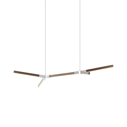 Bough Little Double LED Pendant Light in American Walnut/Polished Nickel.