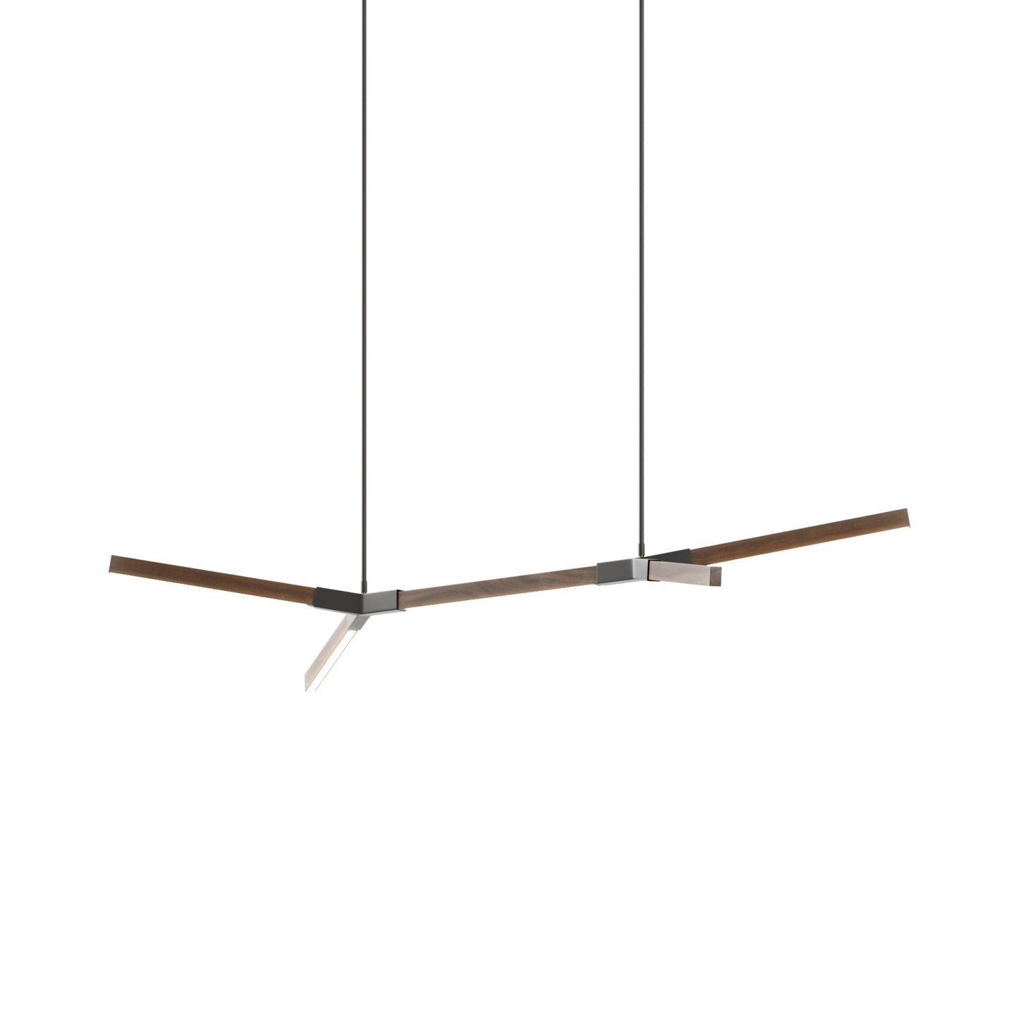 Bough Little Double LED Pendant Light in American Walnut/Slate Grey.