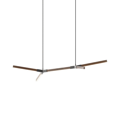 Bough Little Double LED Pendant Light in American Walnut/Slate Grey.