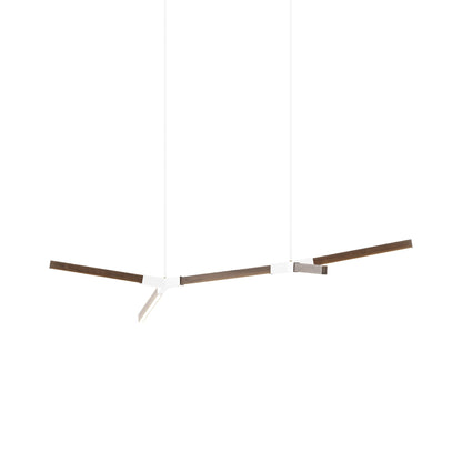 Bough Little Double LED Pendant Light in American Walnut/White.