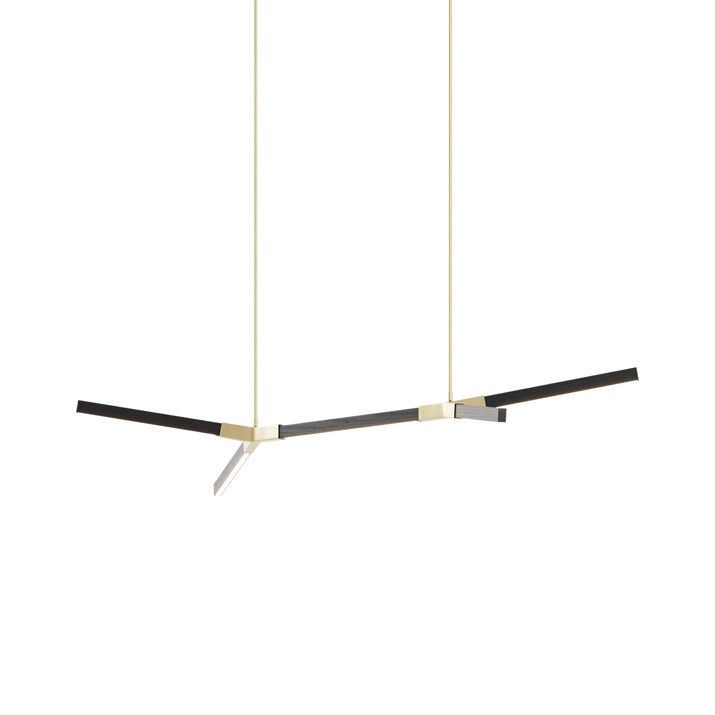 Bough Little Double LED Pendant Light in Ebonized Oak/Brushed Brass.
