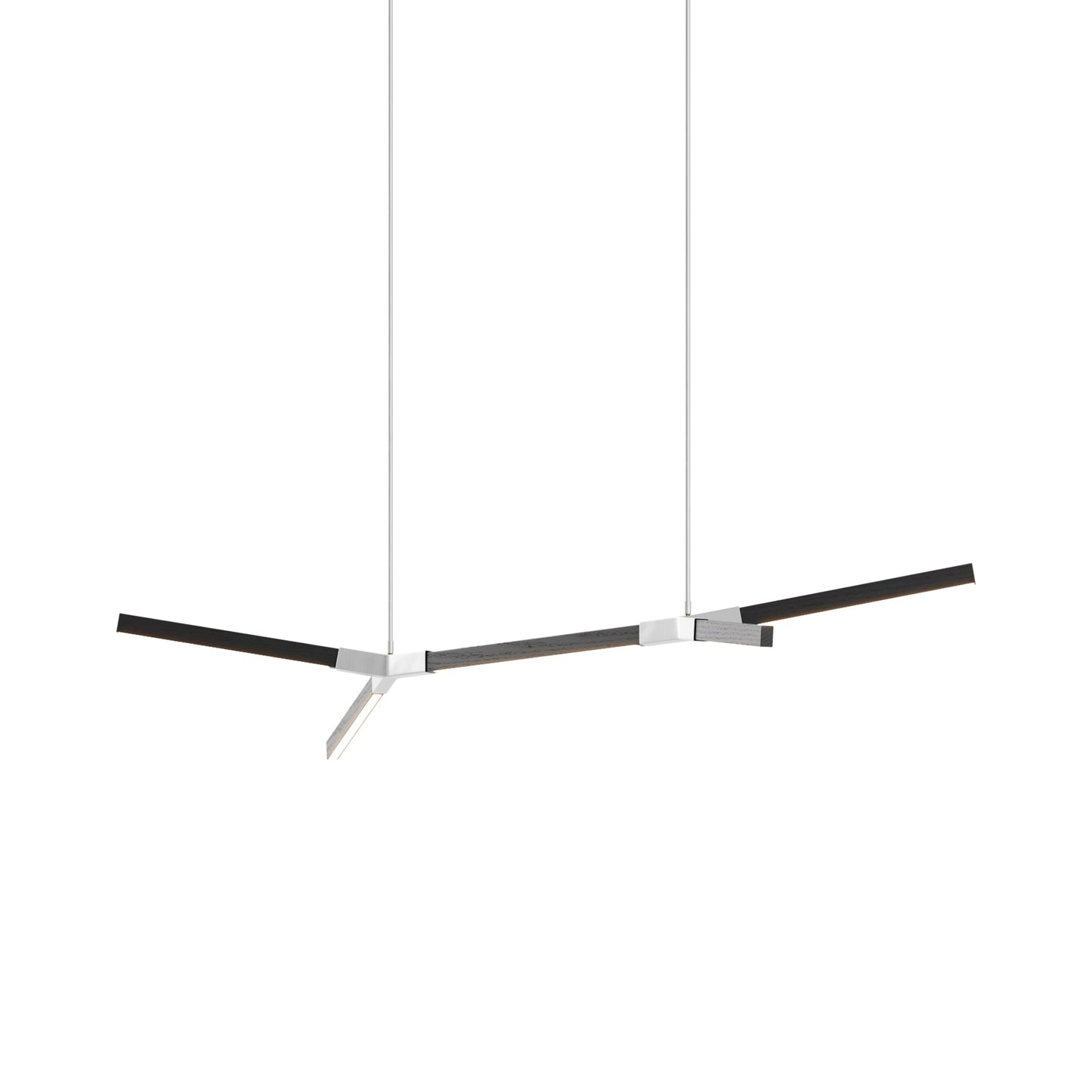 Bough Little Double LED Pendant Light in Ebonized Oak/Brushed Nickel.