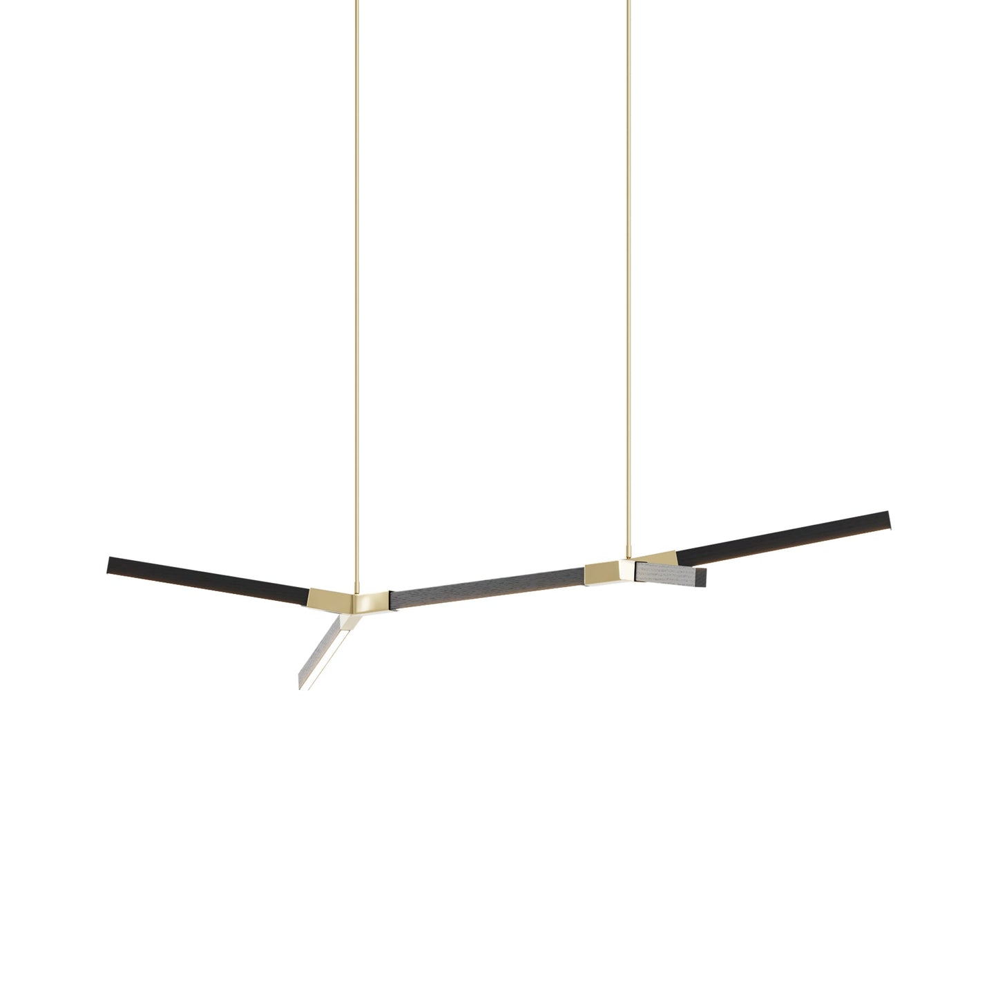 Bough Little Double LED Pendant Light in Ebonized Oak/Polished Brass.