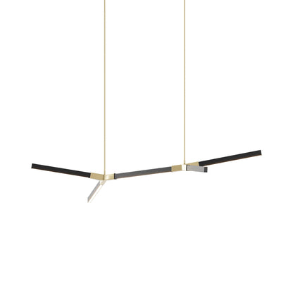 Bough Little Double LED Pendant Light in Ebonized Oak/Polished Brass.