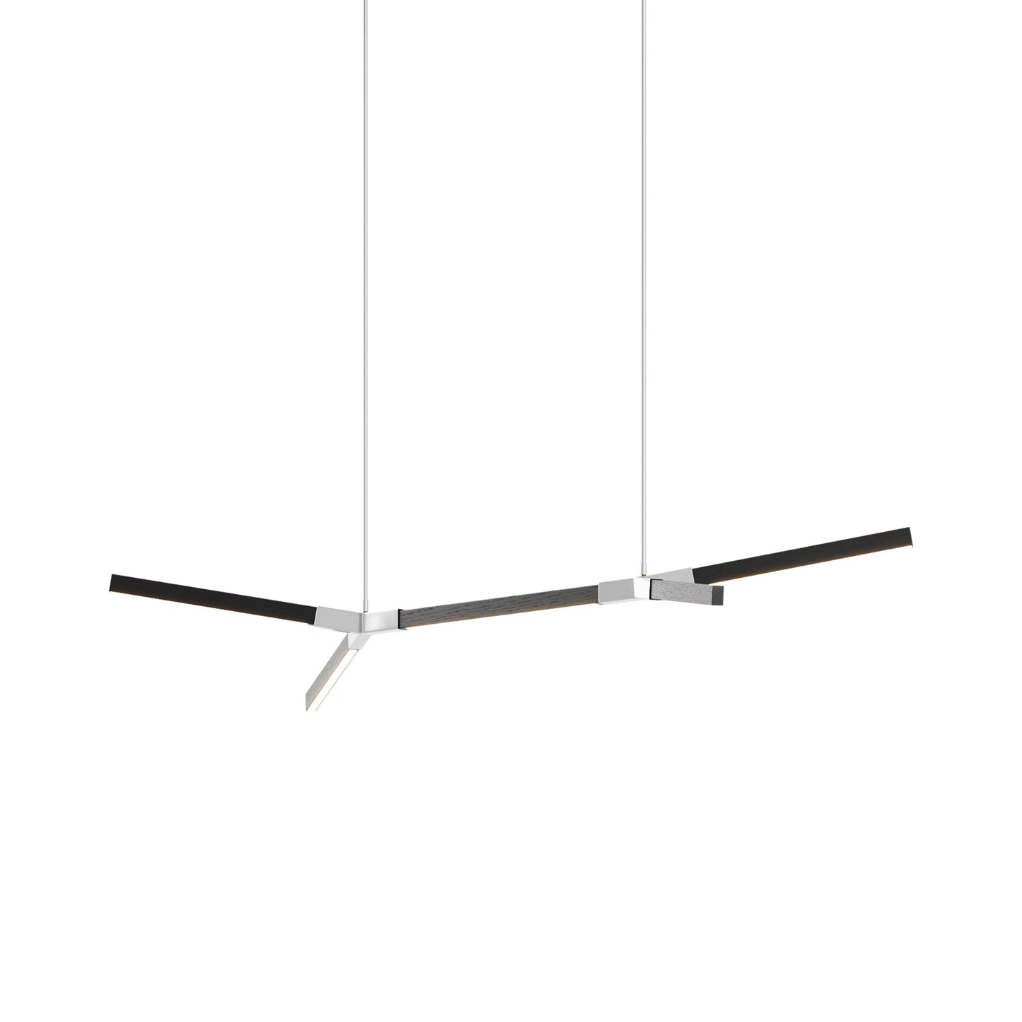 Bough Little Double LED Pendant Light in Ebonized Oak/Polished Nickel.