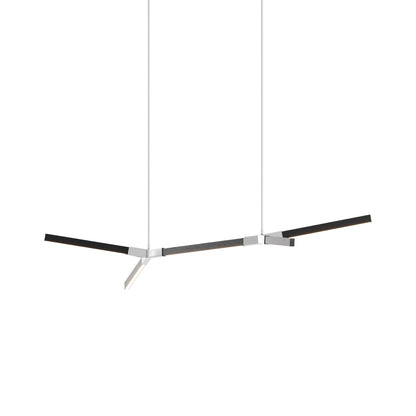 Bough Little Double LED Pendant Light in Ebonized Oak/Polished Nickel.