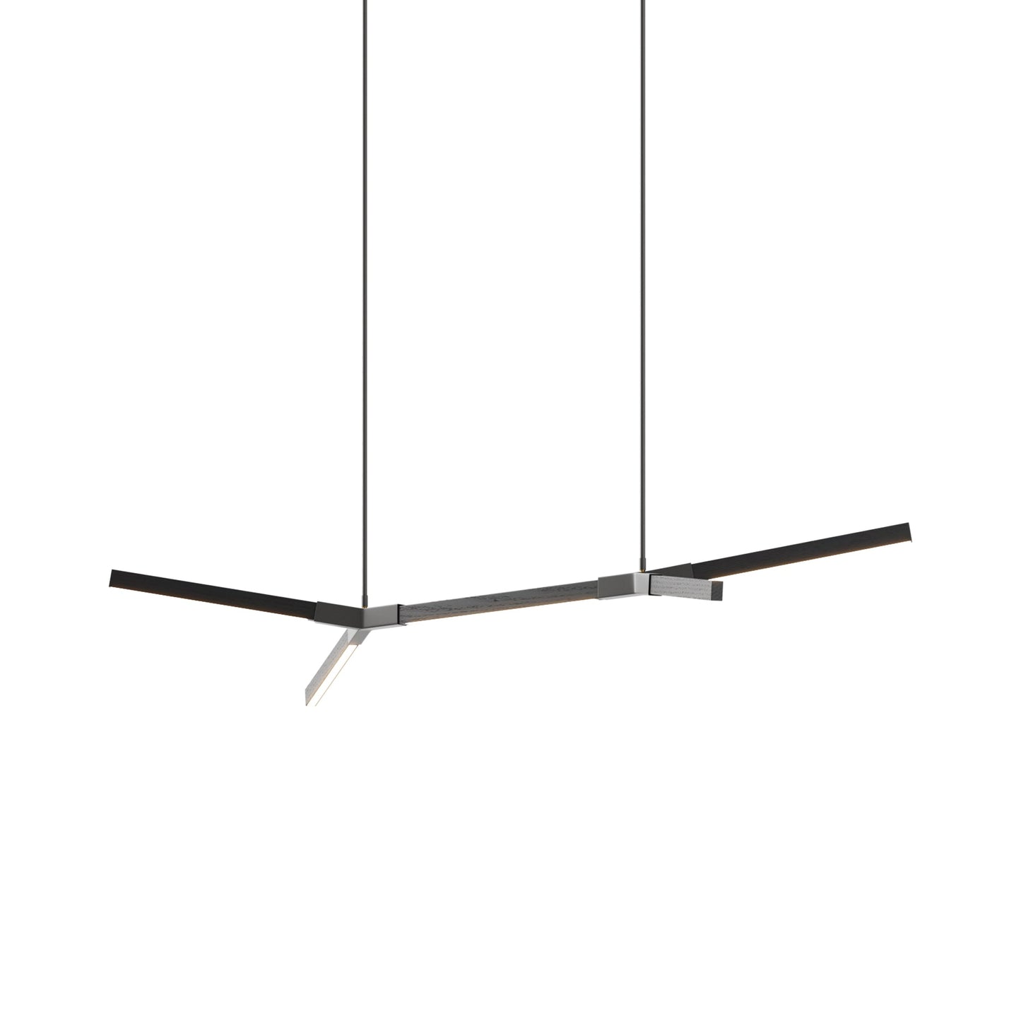 Bough Little Double LED Pendant Light in Ebonized Oak/Slate Grey.