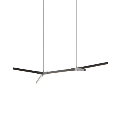 Bough Little Double LED Pendant Light in Ebonized Oak/Slate Grey.