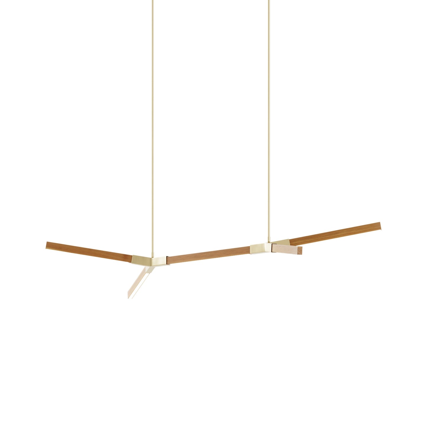 Bough Little Double LED Pendant Light in Heart Pine (Reclaimed)/Brushed Brass.
