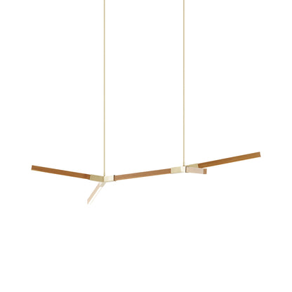 Bough Little Double LED Pendant Light in Heart Pine (Reclaimed)/Brushed Brass.