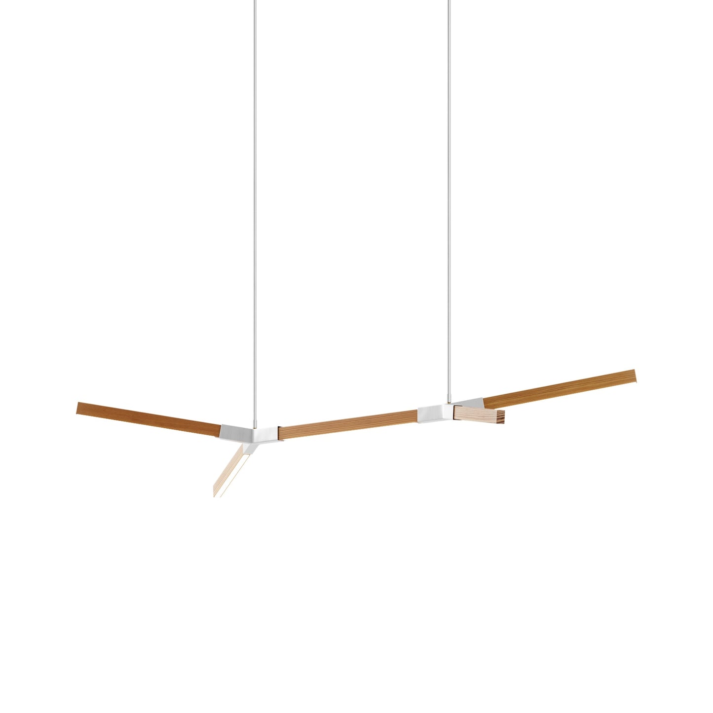 Bough Little Double LED Pendant Light in Heart Pine (Reclaimed)/Brushed Nickel.