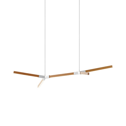 Bough Little Double LED Pendant Light in Heart Pine (Reclaimed)/Brushed Nickel.