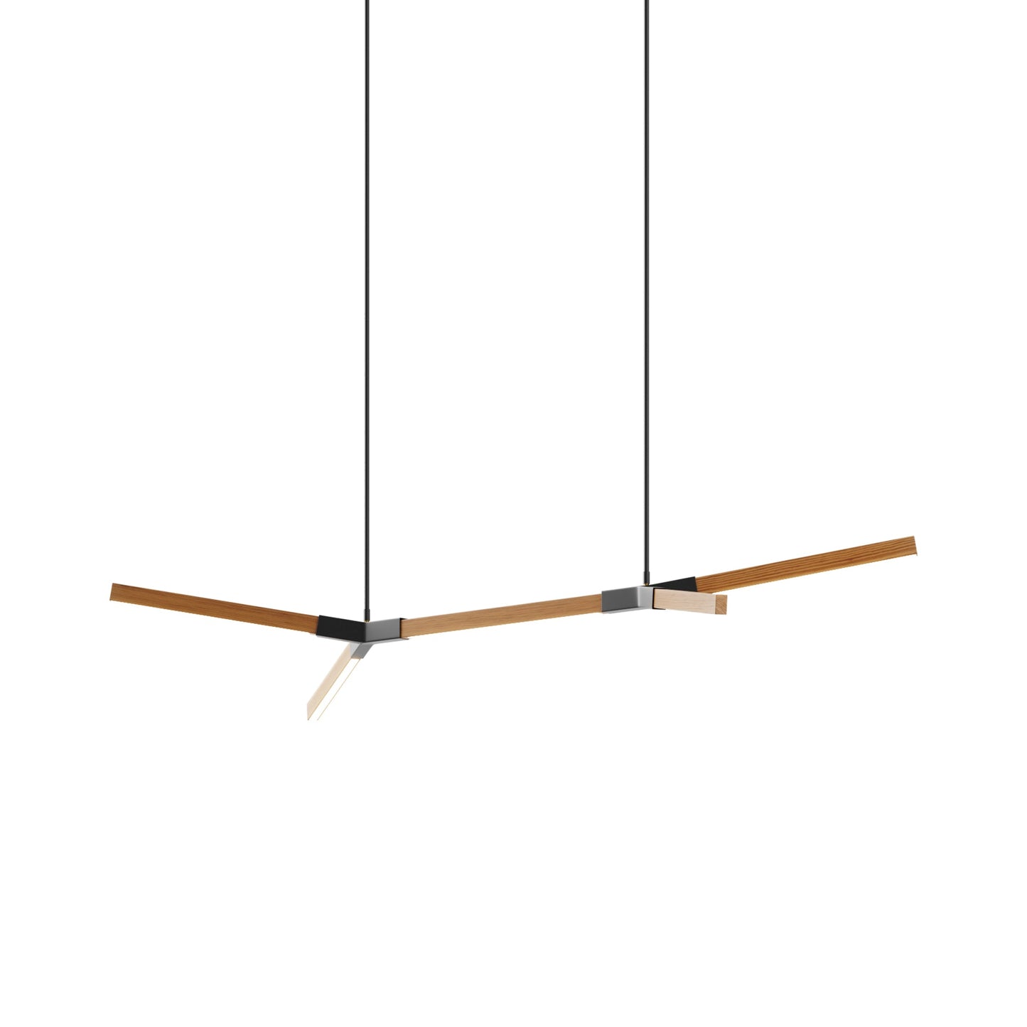 Bough Little Double LED Pendant Light in Heart Pine (Reclaimed)/Matte Black.