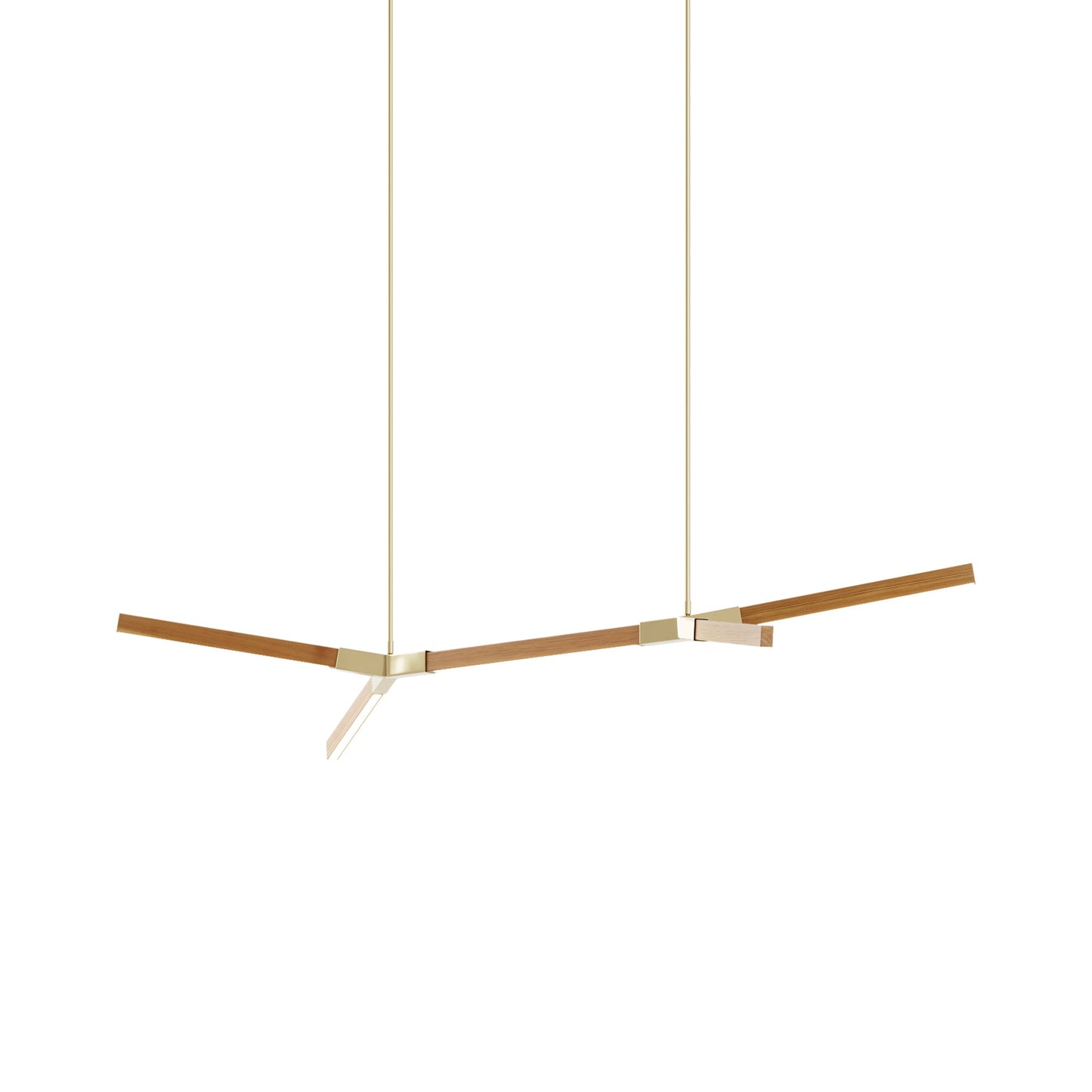 Bough Little Double LED Pendant Light in Heart Pine (Reclaimed)/Polished Brass.