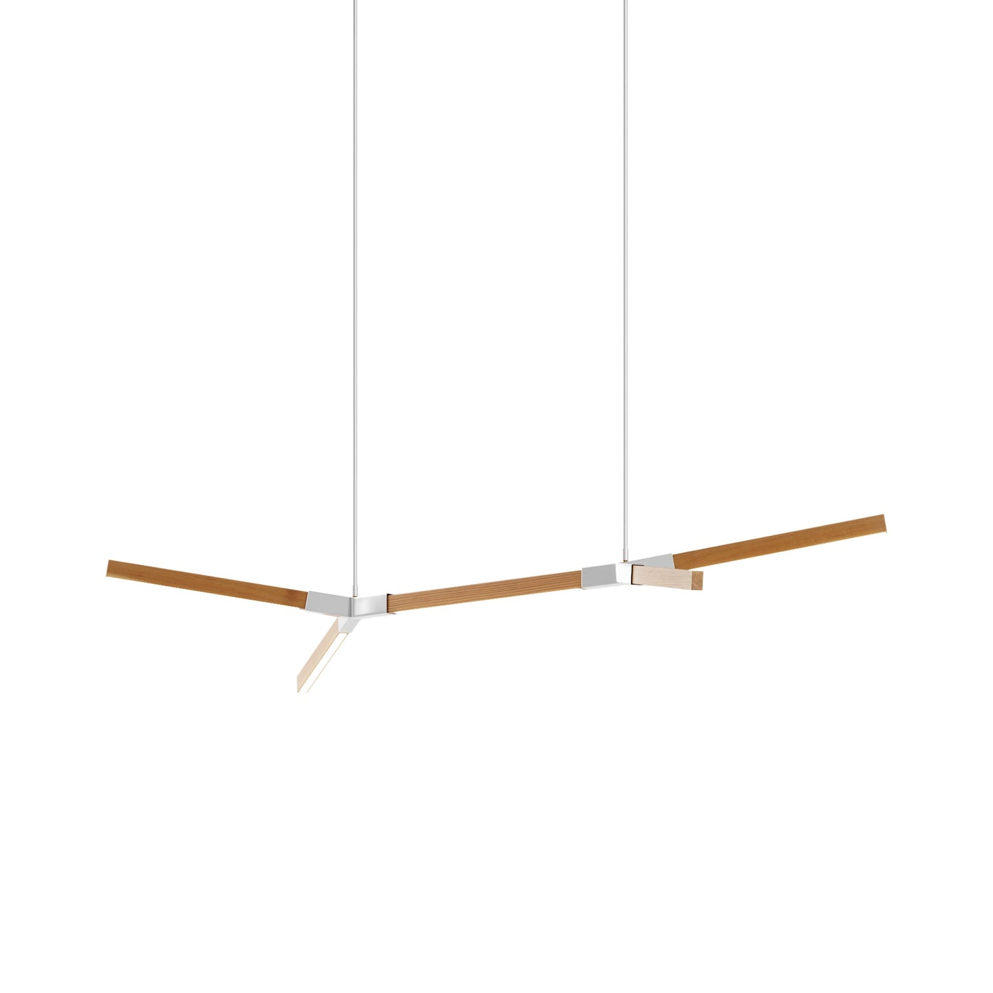 Bough Little Double LED Pendant Light in Heart Pine (Reclaimed)/Polished Nickel.