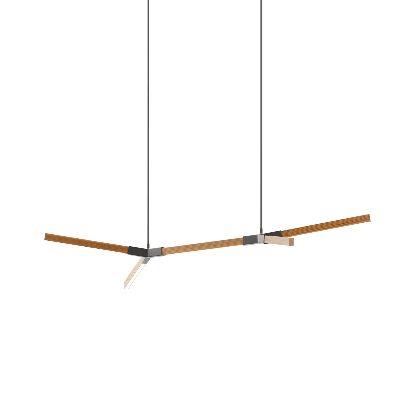 Bough Little Double LED Pendant Light in Heart Pine (Reclaimed)/Slate Grey.