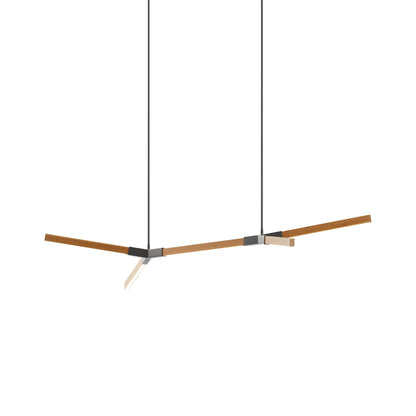 Bough Little Double LED Pendant Light in Heart Pine (Reclaimed)/Slate Grey.