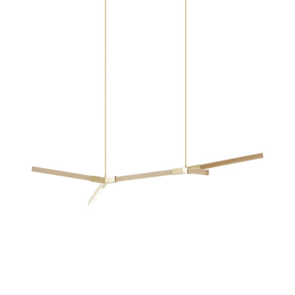 Bough Little Double LED Pendant Light in Maple/Brushed Brass.