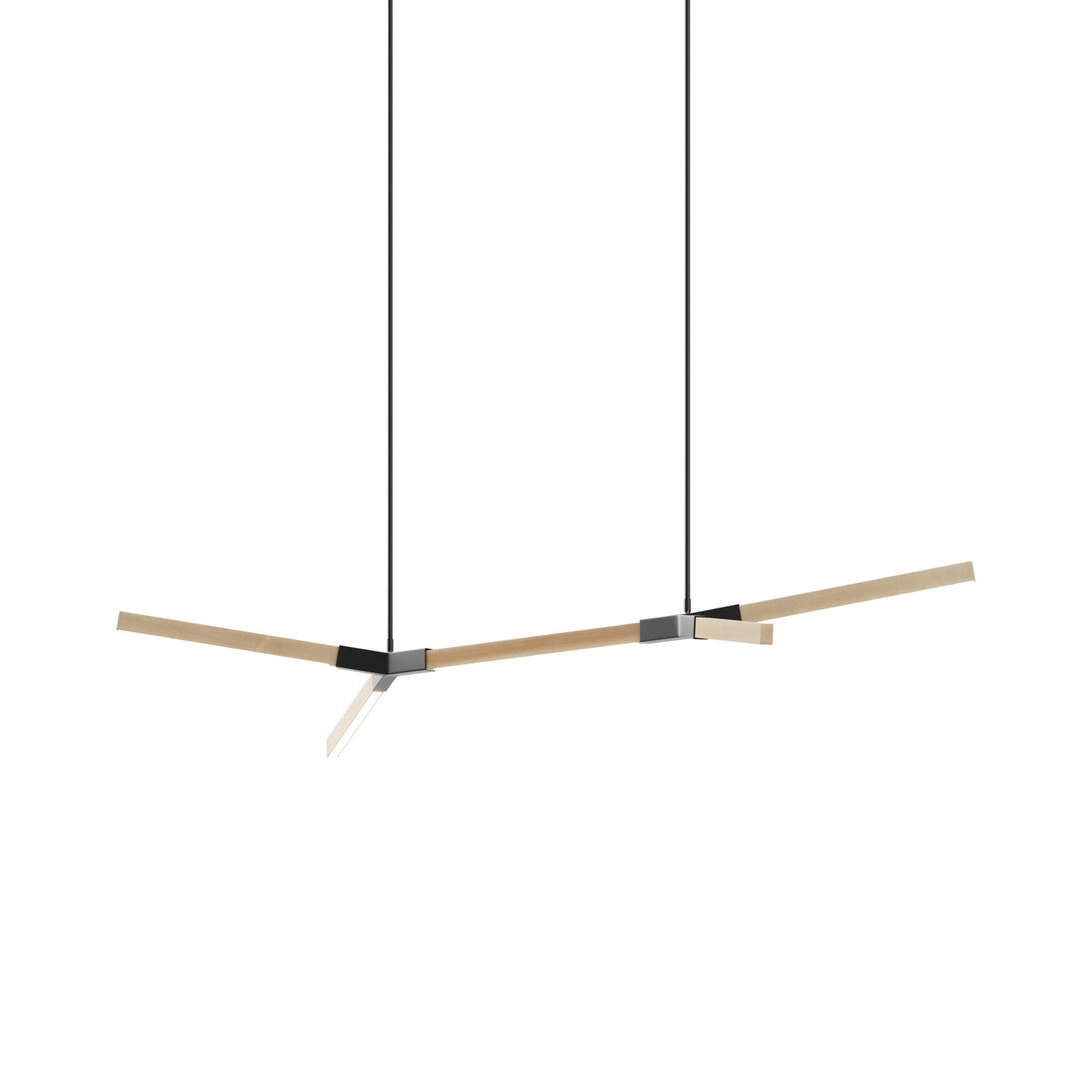 Bough Little Double LED Pendant Light in Maple/Matte Black.